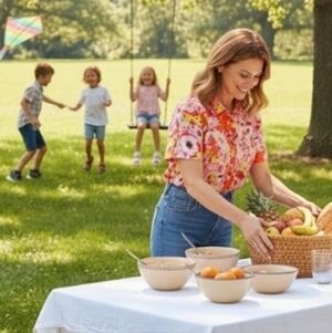 WHITE STAG Blouse in Summer Color Floral Princess Seaming sz 16W